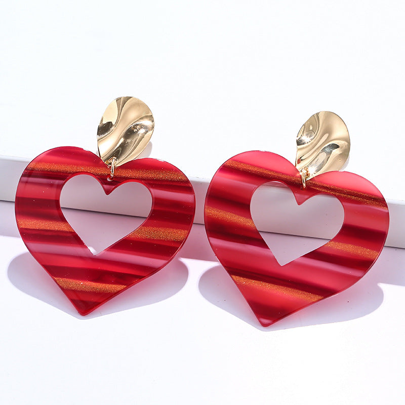 Wholesale Acrylic Heart Gradient Earrings